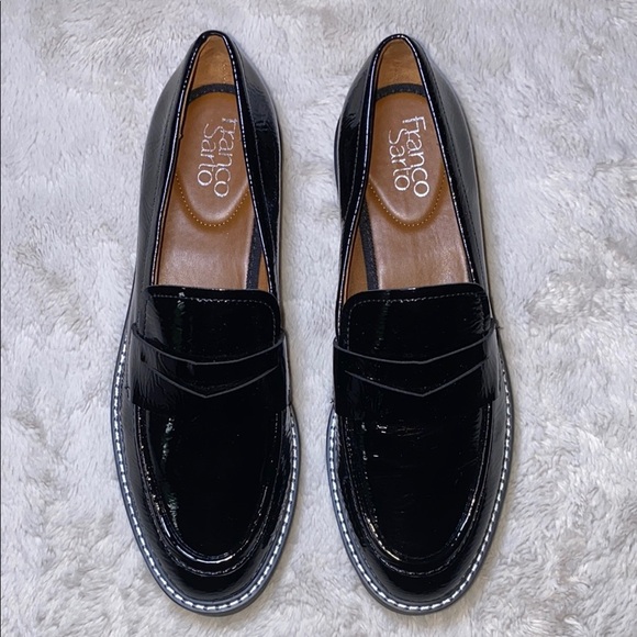 Franco Sarto Glossy Black Slip-Ons - Picture 1 of 7